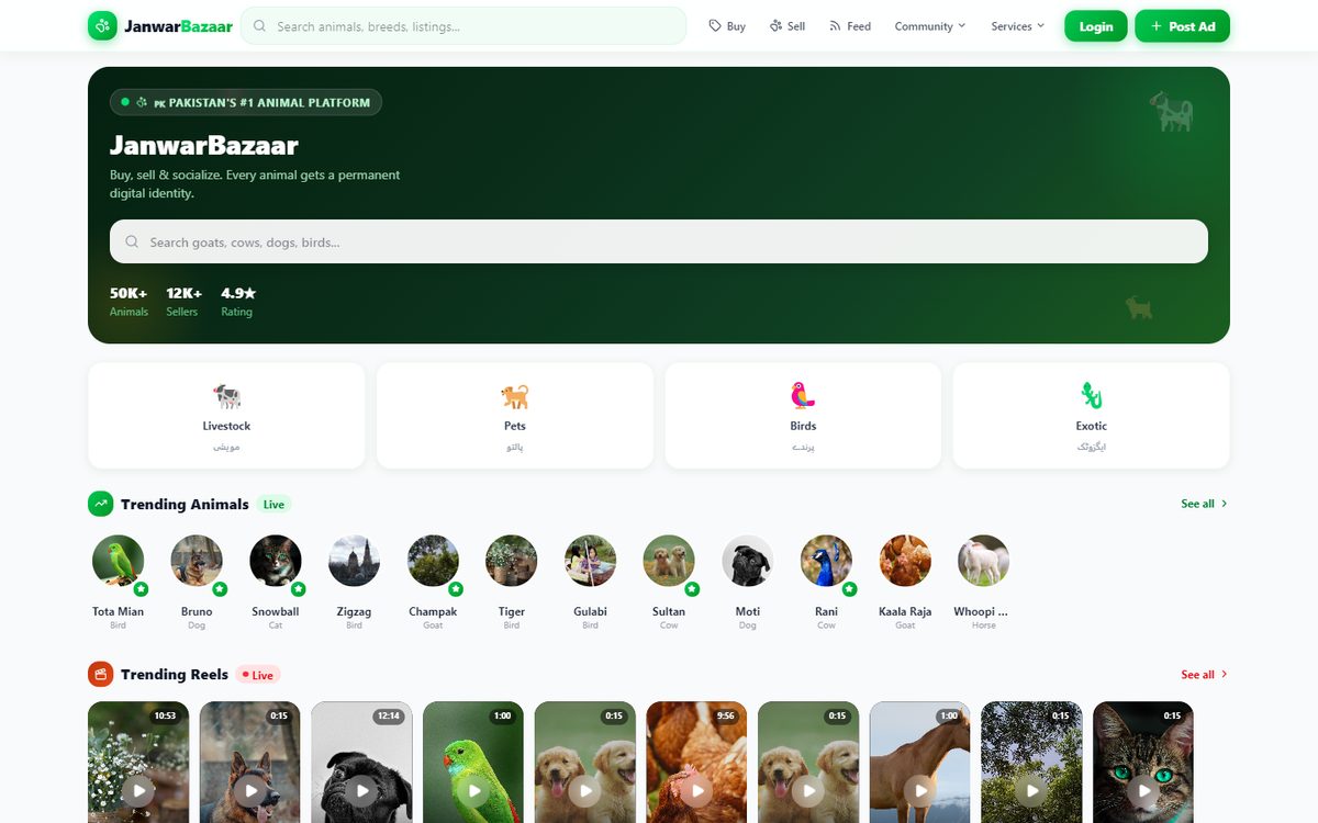 JanwarBazaar — live animal marketplace platform